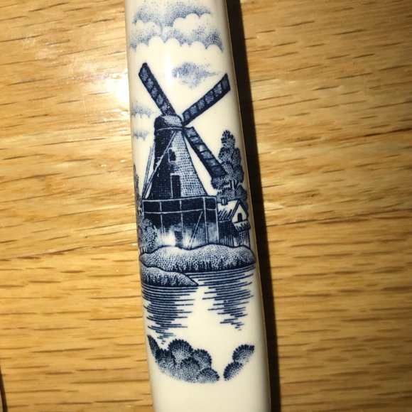 Elesva Amsterdam Holland Salad Serving Set Blue and White Handles - Picture 3 of 8